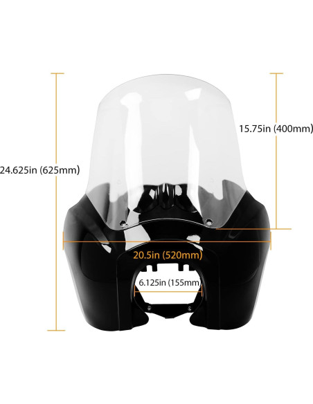 Carenado de Faro ECOTRIC con Parabrisas Claro 38 cm para Harley Dyna Carenado de Faro ECOTRIC con Parabrisas Claro 38 cm para Harley Dyna