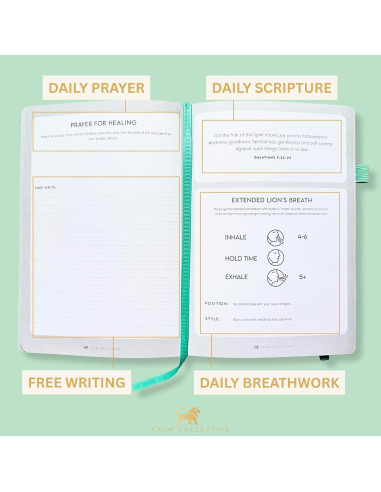 Diario de Respiración y Oración Calm Collective Verde 50 Días