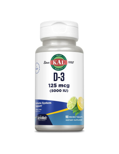 KAL Vitamina D-3 5000 UI ActivMelt Sabor Limón 90 Micro Tabletas