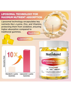 Gomitas de L-Lisina Liposomal 1000mg Natisland 60 Unidades 2