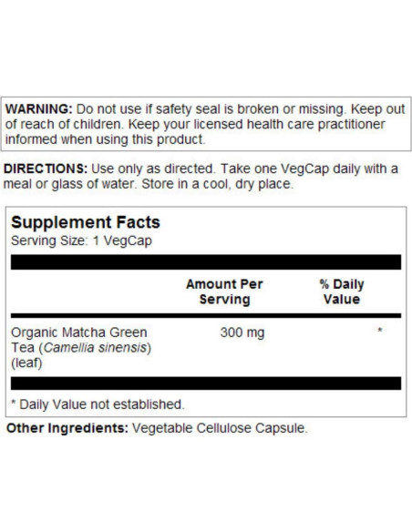 Té Verde Matcha Solaray 300 mg - 100 VegCaps Antioxidante Té Verde Matcha Solaray 300 mg - 100 VegCaps Antioxidante