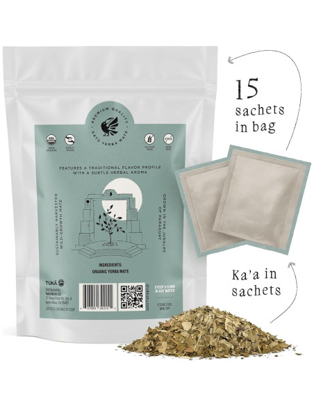 Té de Yerba Mate Crudo Orgánico Premium Katú Ka'a - 15 Bolsitas Té de Yerba Mate Crudo Orgánico Premium Katú Ka'a - 15 Bolsitas