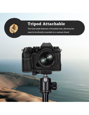 Funda Media de Cuero PU para Cámara Fujifilm X-S20 - Negra