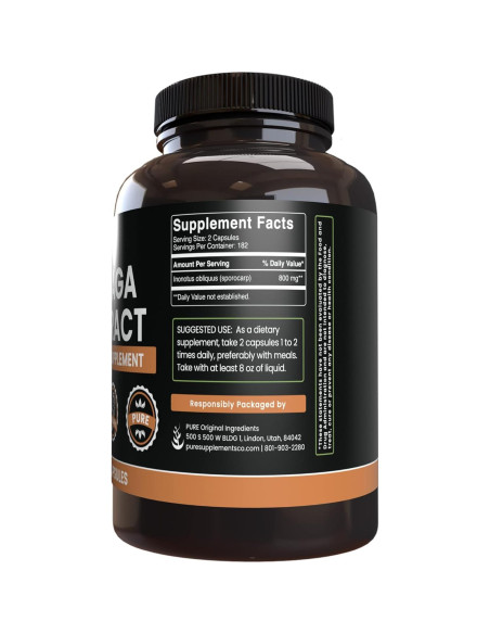 Extracto de Hongo Chaga Originales Puros 365 Cápsulas Extracto de Hongo Chaga Originales Puros 365 Cápsulas