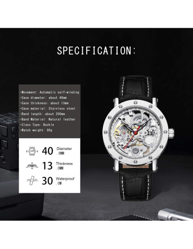 Reloj Mecánico Automático IK COLOURING Steampunk Acero Inoxidable