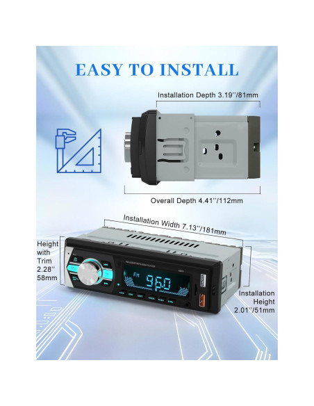 Receptor de Audio Bluetooth Norhom DIN Único para Coche Receptor de Audio Bluetooth Norhom DIN Único para Coche