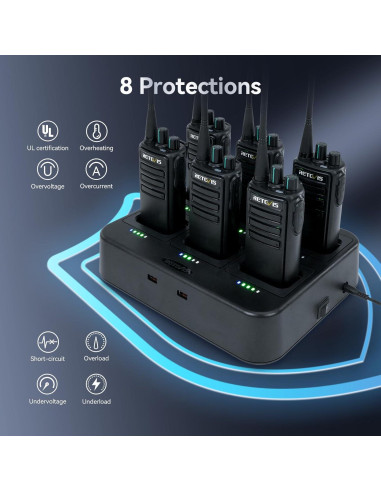 Walkie Talkies Retevis RB29 con Micrófono y Cargador 6 Vías