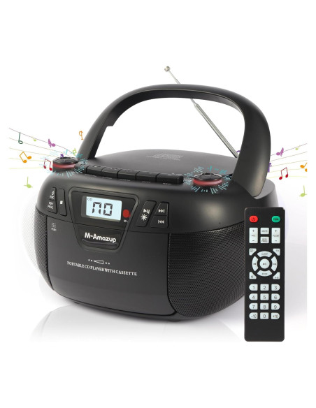 Reproductor Boombox Portátil M-Amazup V60098BT CD, Bluetooth, Radio Reproductor Boombox Portátil M-Amazup V60098BT CD, Bluetooth, Radio