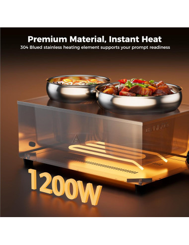 Calentador de Sopa Eléctrico CAMMOO 20qt Bain Marie 1200W