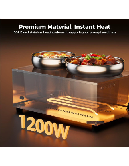 Calentador de Sopa Eléctrico CAMMOO 20qt Bain Marie 1200W Calentador de Sopa Eléctrico CAMMOO 20qt Bain Marie 1200W