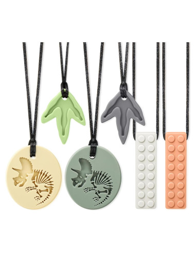 Collares Masticables Sensitivos de Silicona 100% Grado Alimenticio - Paquete de 6