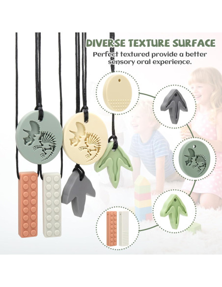 Collares Masticables Sensitivos de Silicona 100% Grado Alimenticio - Paquete de 6 Collares Masticables Sensitivos de Silicona 100% Grado Alimenticio - Paquete de 6