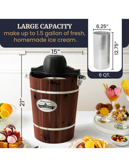 Máquina de Hacer Helados Eléctrica Elite Gourmet EIM949 6 Cuartos Máquina de Hacer Helados Eléctrica Elite Gourmet EIM949 6 Cuartos