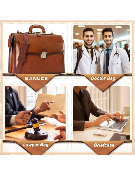 Maletín de Cuero Vintage Banuce 15.6" para Hombres con Cerradura Maletín de Cuero Vintage Banuce 15.6" para Hombres con Cerradura