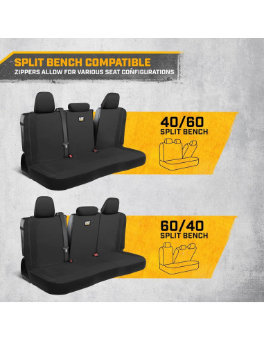 Funda de Asiento Trasero CAT Negra Ajuste Universal 60/40