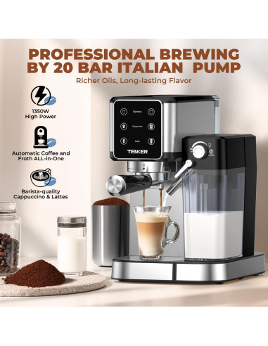 Máquina de Espresso TENKER CM5380 20 Bar con Espumador Automático