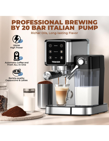 Máquina de Espresso TENKER CM5380 20 Bar con Espumador Automático Máquina de Espresso TENKER CM5380 20 Bar con Espumador Automático