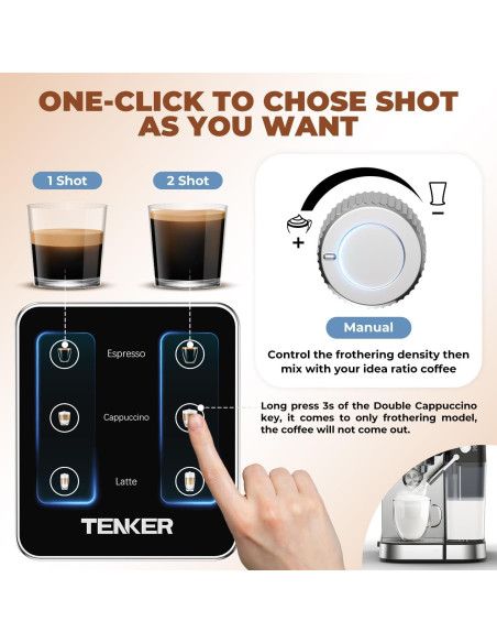 Máquina de Espresso TENKER CM5380 20 Bar con Espumador Automático Máquina de Espresso TENKER CM5380 20 Bar con Espumador Automático