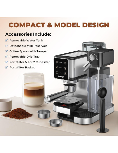 Máquina de Espresso TENKER CM5380 20 Bar con Espumador Automático Máquina de Espresso TENKER CM5380 20 Bar con Espumador Automático
