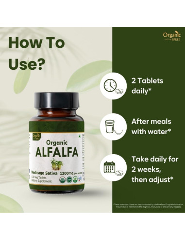 Tabletas de Alfalfa Orgánica 120 unidades - Organic Spree