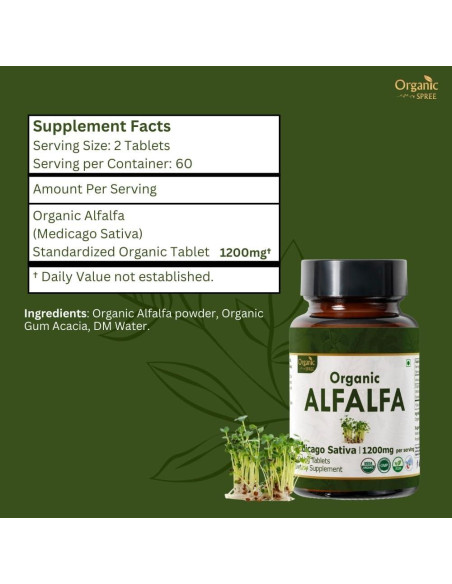 Tabletas de Alfalfa Orgánica 120 unidades - Organic Spree Tabletas de Alfalfa Orgánica 120 unidades - Organic Spree