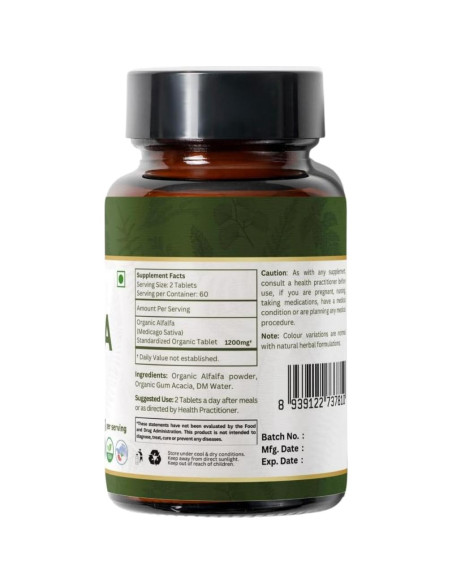 Tabletas de Alfalfa Orgánica 120 unidades - Organic Spree Tabletas de Alfalfa Orgánica 120 unidades - Organic Spree