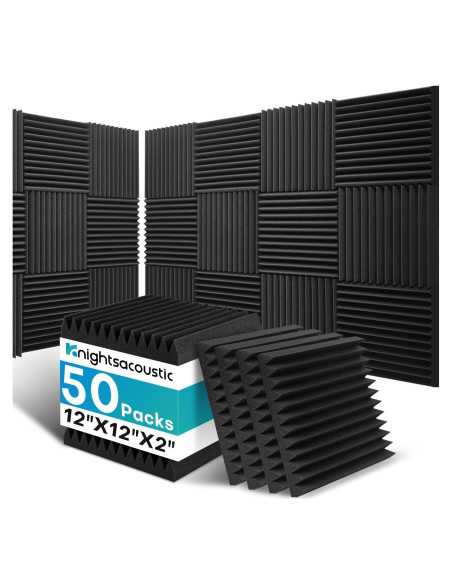 Paquete de 50 Paneles Acústicos Aislantes 30.48x30.48cm Negro Paquete de 50 Paneles Acústicos Aislantes 30.48x30.48cm Negro
