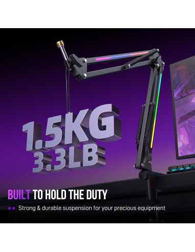 Soporte de Micrófono FIFINE BM38 con RGB, Metal Negro