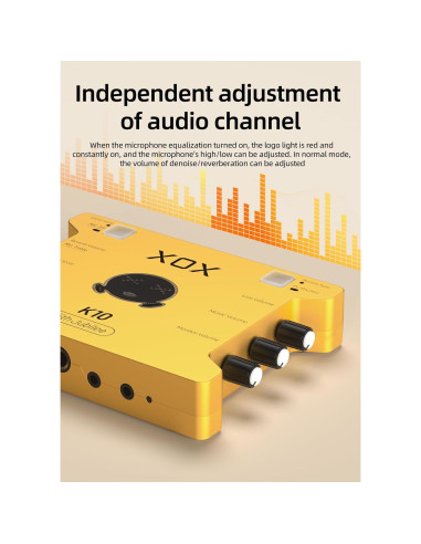 Interfaz de Audio XOX K10 15TH para Grabación y Transmisión