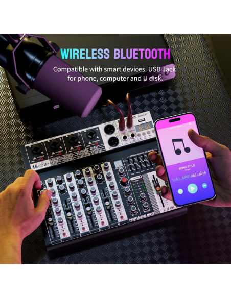 Mezclador de Audio BAXS MX04 de 4 Canales con Bluetooth y Efectos Mezclador de Audio BAXS MX04 de 4 Canales con Bluetooth y Efectos