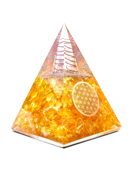 Pirámide de Citrino Orgone Bombay Crystals 10.5cm - Sanación y Meditación Pirámide de Citrino Orgone Bombay Crystals 10.5cm - Sanación y Meditación