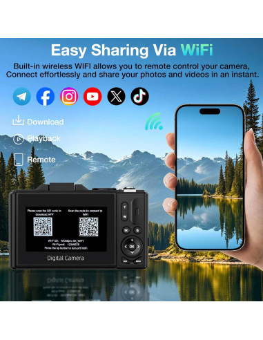 Cámara Digital 5K Luluckck WD08PRO 75MP WiFi Pantalla 3"