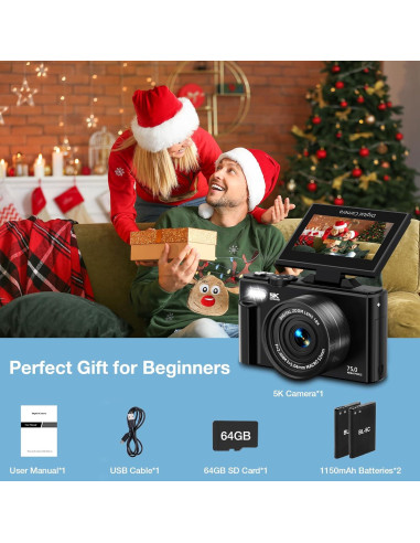 Cámara Digital 5K Luluckck WD08PRO 75MP WiFi Pantalla 3"