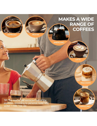 Cafetera Moka Mogrecha 6 Tazas Aluminio 300ml Manual