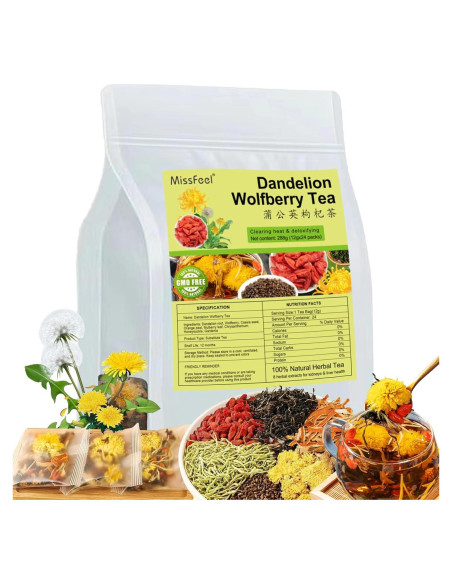 Té Herbal Natural Diente de León y Goji 288g - Miss Feel Té Herbal Natural Diente de León y Goji 288g - Miss Feel