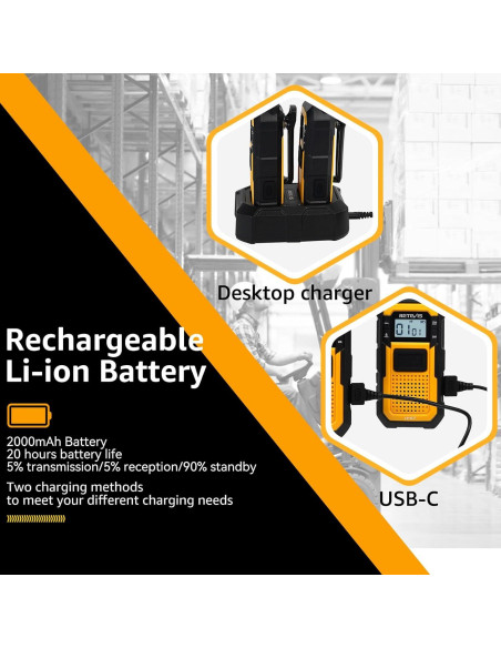 Walkie Talkies Retevis RB48 Impermeables 2000mAh Amarillo Walkie Talkies Retevis RB48 Impermeables 2000mAh Amarillo