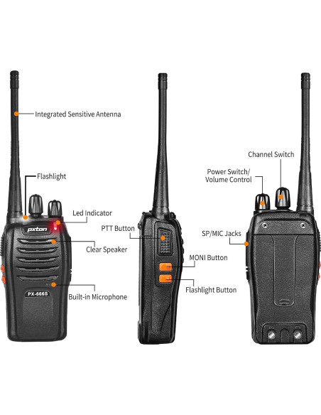 Walkie Talkies Pxton PX-666S Recargables 4 Unidades Walkie Talkies Pxton PX-666S Recargables 4 Unidades