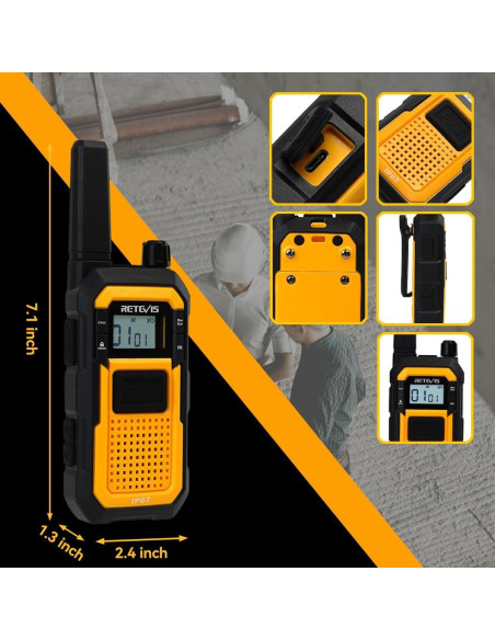 Walkie Talkies Retevis RB48 Impermeables 2000mAh Amarillo Walkie Talkies Retevis RB48 Impermeables 2000mAh Amarillo