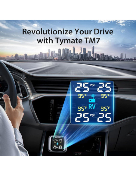 Monitoreo de Neumáticos Tymate TM7, TPMS Inalámbrico 4 Sensores Monitoreo de Neumáticos Tymate TM7, TPMS Inalámbrico 4 Sensores