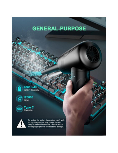 Soplador de Aire Comprimido BANNKY AD34 3 Velocidades 9000mAh