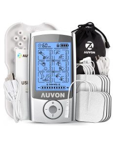 AUVON Estimulador Muscular TENS 24 Modos 8 Almohadillas