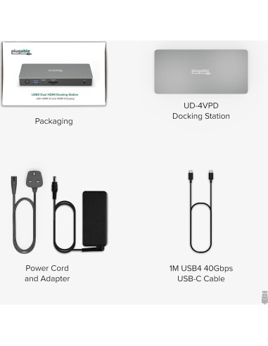 Estación de Acoplamiento USB-C Plugable UD-4VPD 11-en-1 4K 120Hz