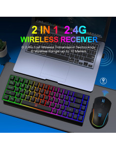 Combo Teclado y Ratón Inalámbrico Snpurdiri 60% LED RGB 2