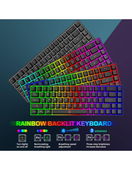 Combo Teclado y Ratón Inalámbrico Snpurdiri 60% LED RGB Combo Teclado y Ratón Inalámbrico Snpurdiri 60% LED RGB