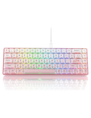 Teclado Womier W-K68 60% Mecánico Rosa RGB Personalizable