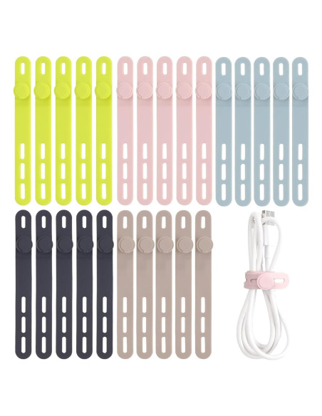 Oligei 25 Sujetadores de Cable de Silicona Reutilizables Oligei 25 Sujetadores de Cable de Silicona Reutilizables