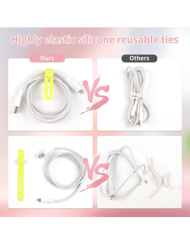 Oligei 25 Sujetadores de Cable de Silicona Reutilizables
