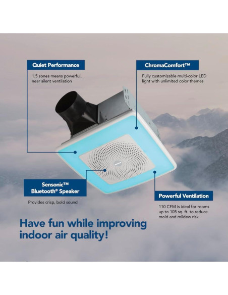 Ventilador de extracción Broan-NuTone SPK110RGBL 110 CFM LED 24 Colores Ventilador de extracción Broan-NuTone SPK110RGBL 110 CFM LED 24 Colores