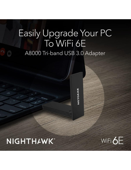 Adaptador USB 3.0 NETGEAR Nighthawk A8000 WiFi 6E 3Gbps Adaptador USB 3.0 NETGEAR Nighthawk A8000 WiFi 6E 3Gbps