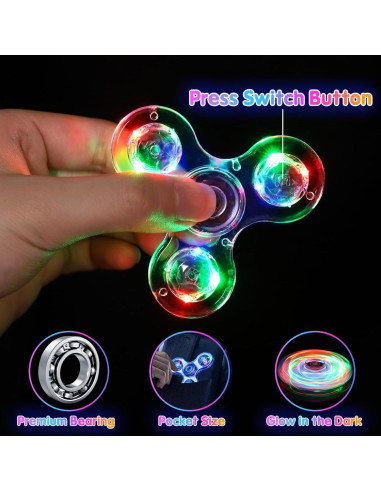 Spinners Antiestrés Gigilli 12 Pcs con Luz LED para Niños